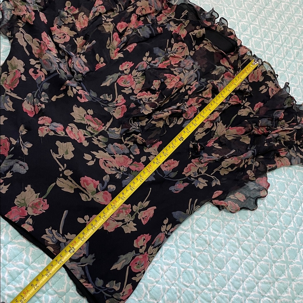 Ralph Lauren, pure silk dark floral ruffled skirt - Picture 6 of 7